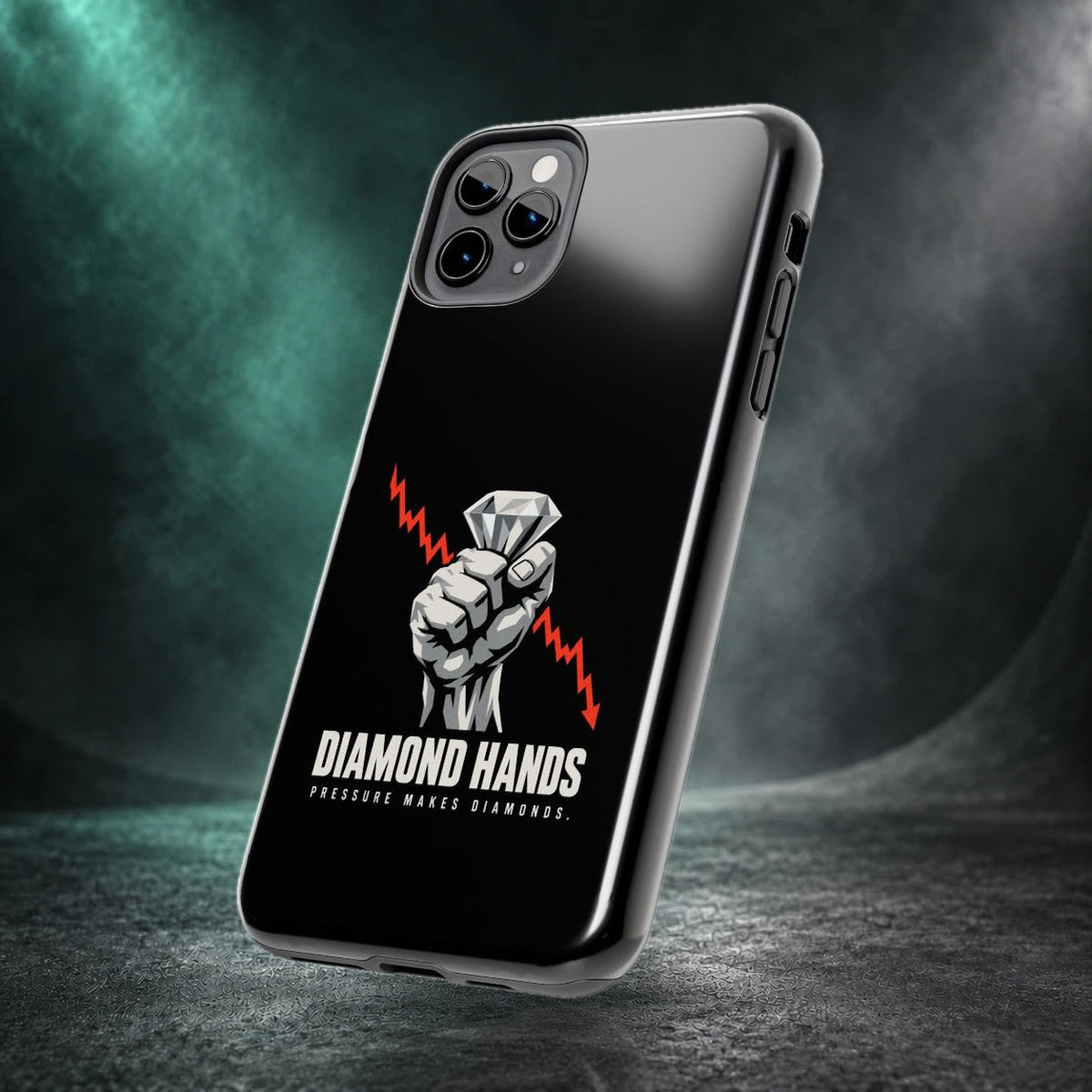 Diamond Hands phone case for iPhone 11 Pro Max, side view