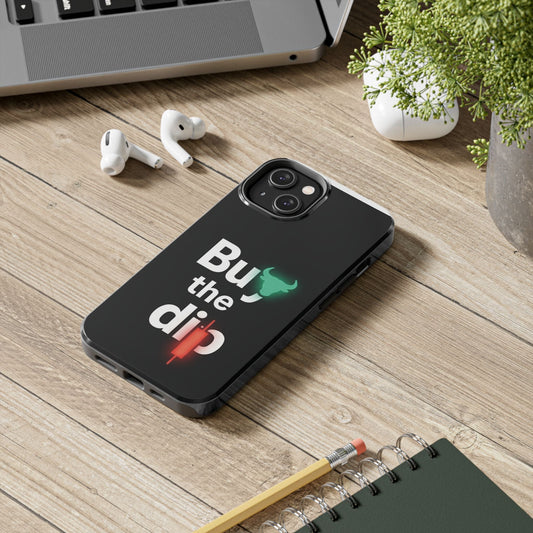 Buy the Dip tough phone case on a wooden desk beside a laptop, earbuds and a notebook