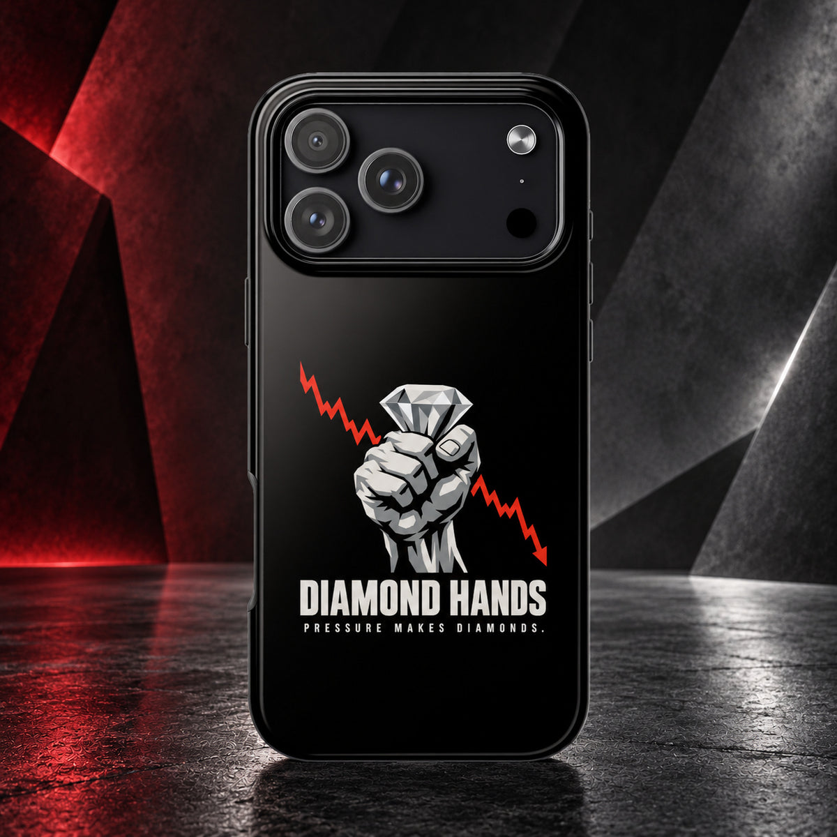 Diamond Hands phone case for iPhone 17 Pro Max, front view